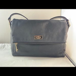 Kate spade black leather fold over magnetic purse